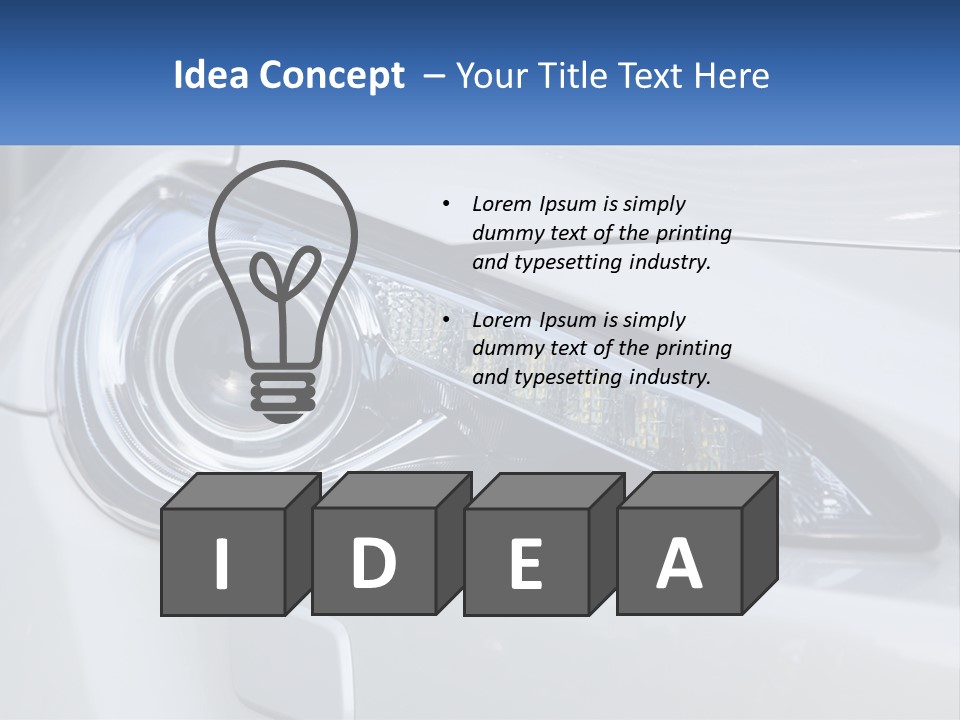 A Close Up Of A Car Headlight On A White Car PowerPoint Template