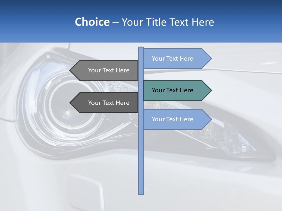 A Close Up Of A Car Headlight On A White Car PowerPoint Template