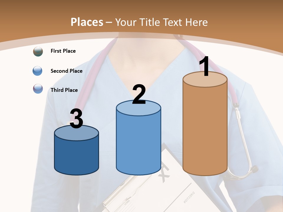 A Woman Doctor In Scrubs Holding A Clipboard PowerPoint Template