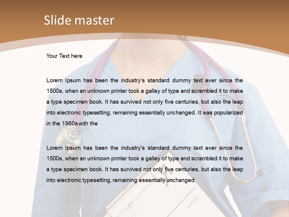 A Woman Doctor In Scrubs Holding A Clipboard PowerPoint Template