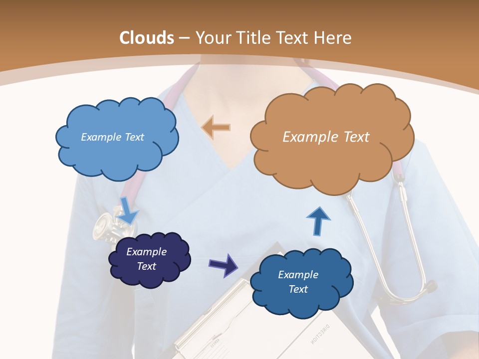 A Woman Doctor In Scrubs Holding A Clipboard PowerPoint Template