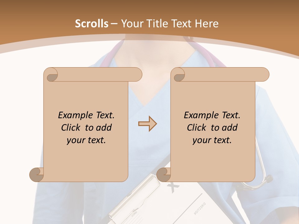 A Woman Doctor In Scrubs Holding A Clipboard PowerPoint Template