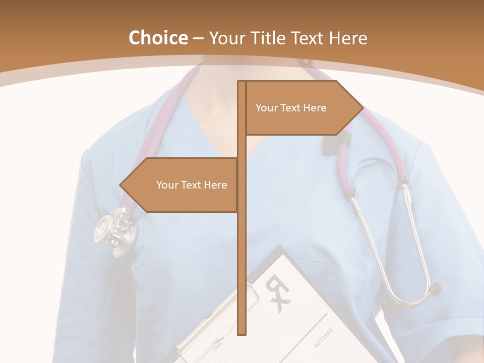 A Woman Doctor In Scrubs Holding A Clipboard PowerPoint Template