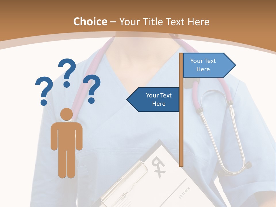 A Woman Doctor In Scrubs Holding A Clipboard PowerPoint Template