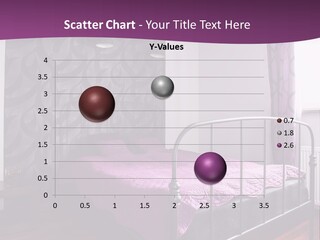 A Bedroom With A Bed And Purple Curtains PowerPoint Template