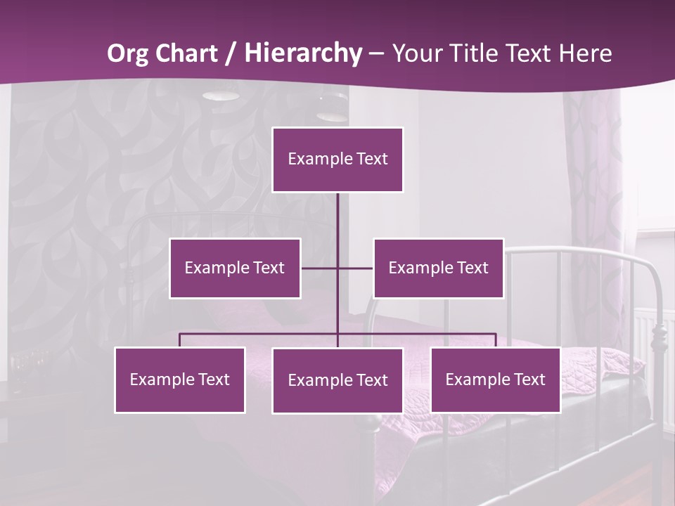 A Bedroom With A Bed And Purple Curtains PowerPoint Template