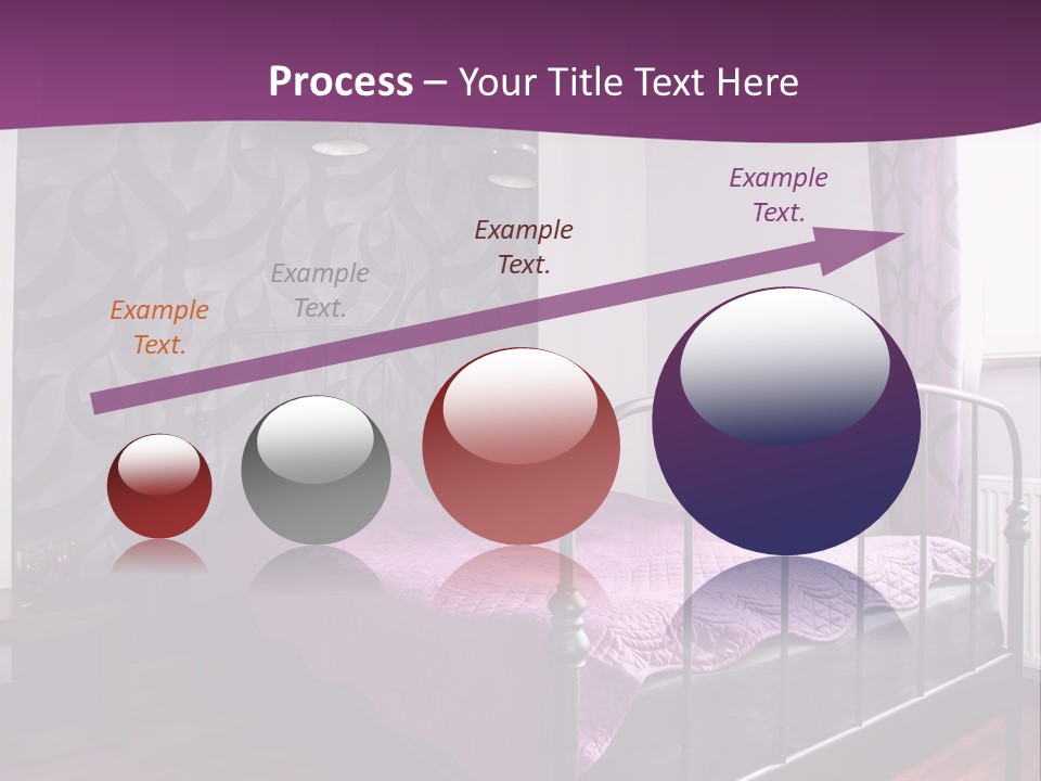 A Bedroom With A Bed And Purple Curtains PowerPoint Template