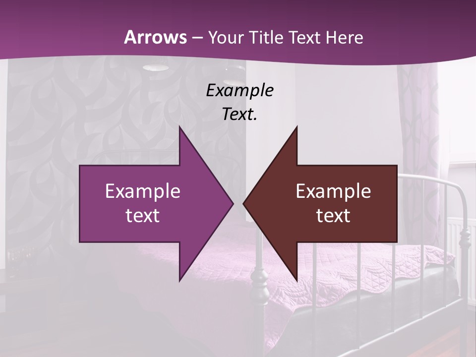 A Bedroom With A Bed And Purple Curtains PowerPoint Template