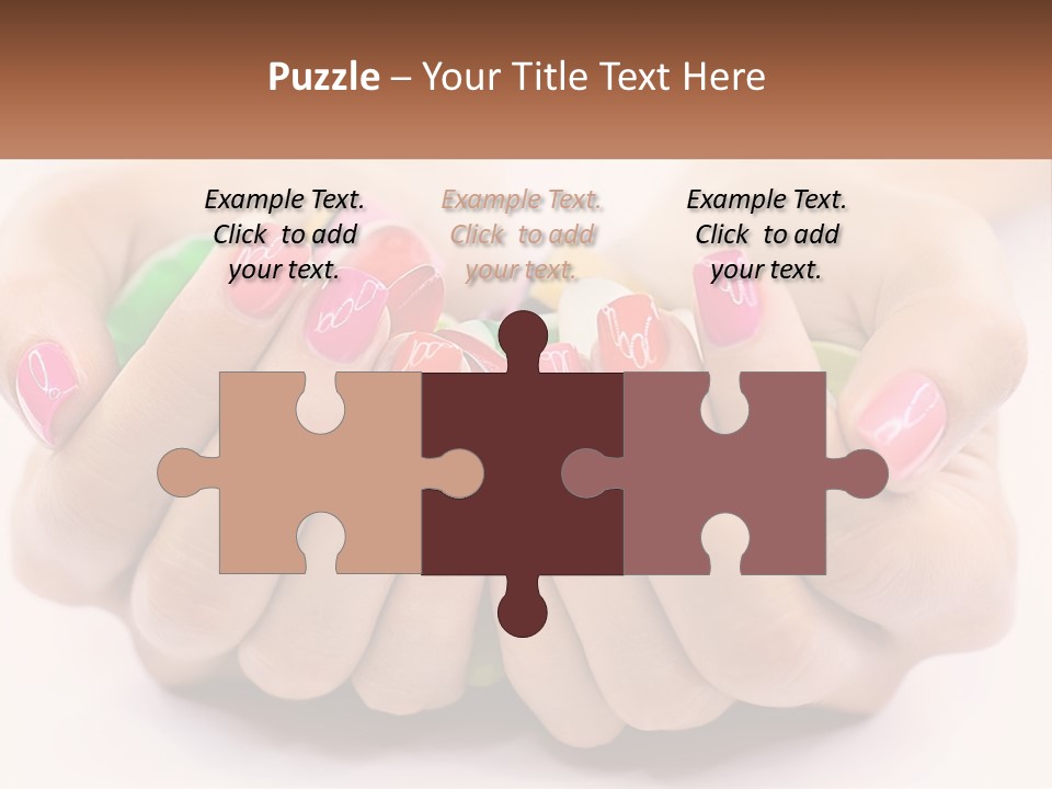 A Woman's Hands With Colorful Nail Polish PowerPoint Template