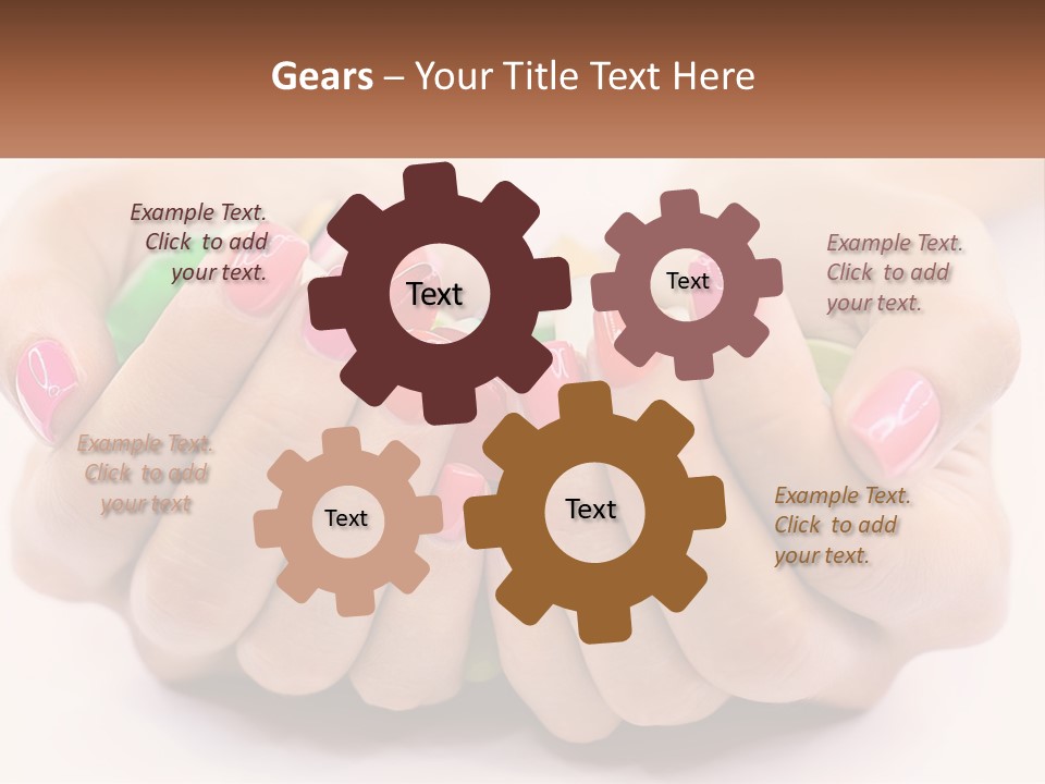 A Woman's Hands With Colorful Nail Polish PowerPoint Template