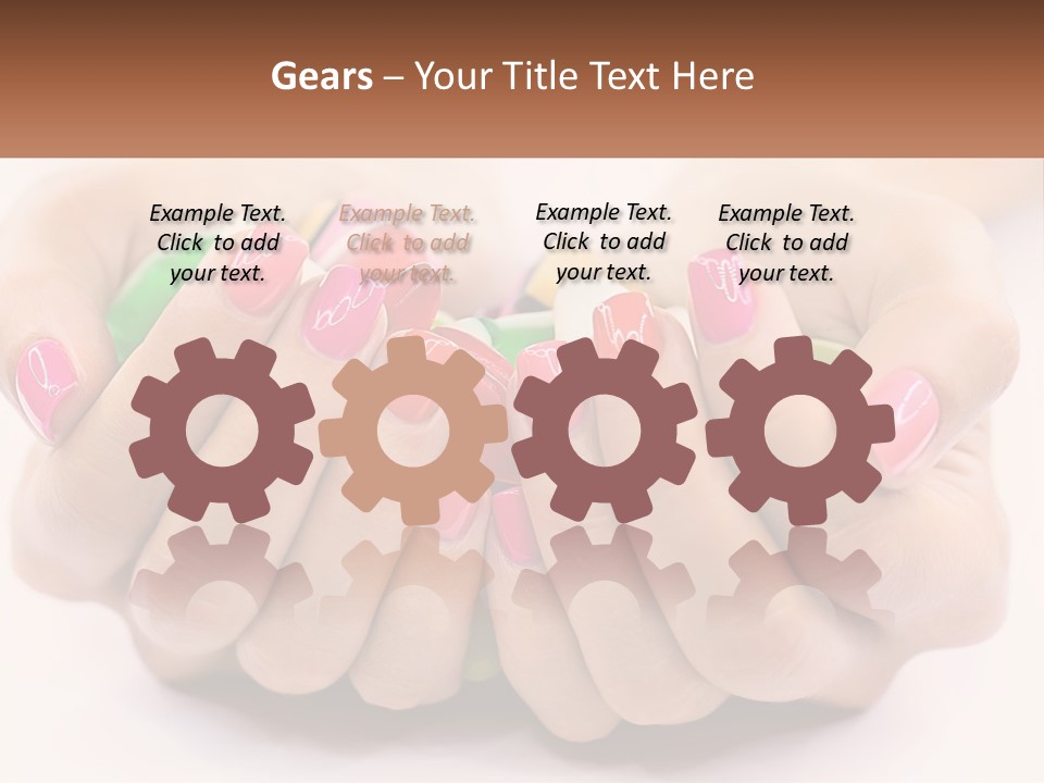 A Woman's Hands With Colorful Nail Polish PowerPoint Template