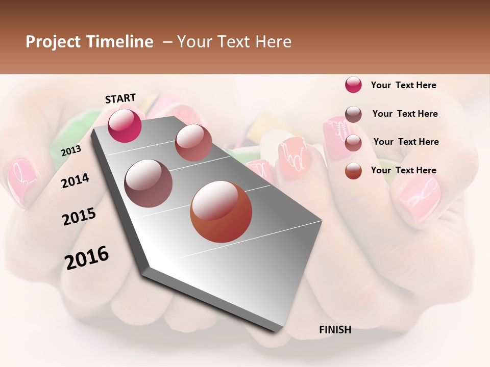 A Woman's Hands With Colorful Nail Polish PowerPoint Template