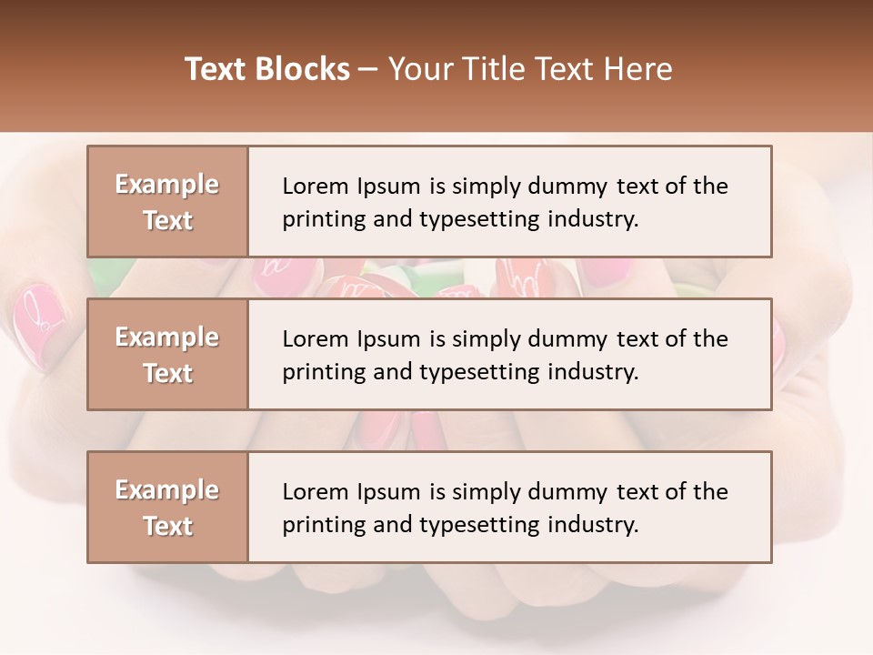 A Woman's Hands With Colorful Nail Polish PowerPoint Template
