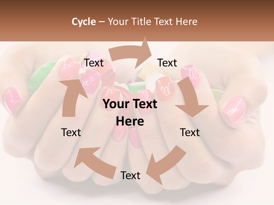 A Woman's Hands With Colorful Nail Polish PowerPoint Template