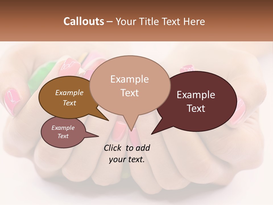 A Woman's Hands With Colorful Nail Polish PowerPoint Template