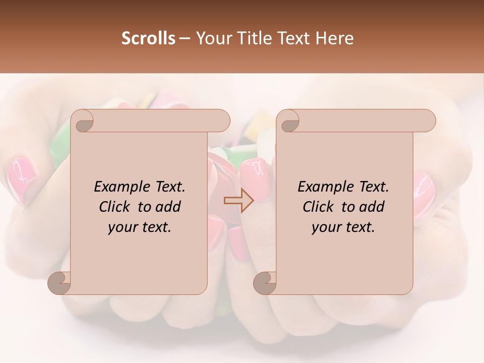 A Woman's Hands With Colorful Nail Polish PowerPoint Template