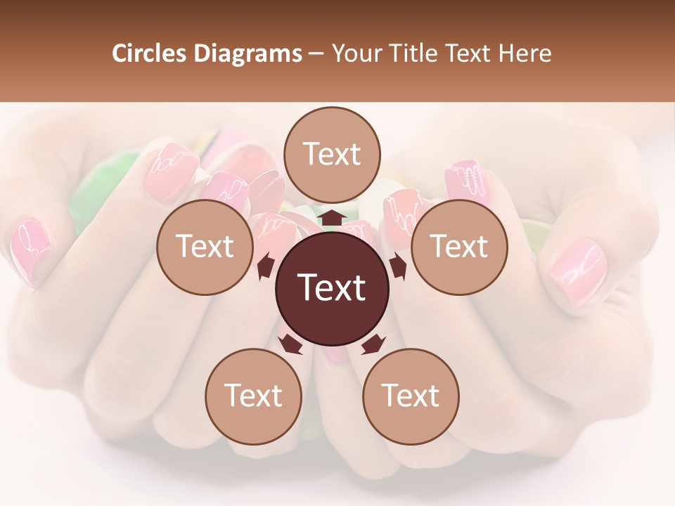 A Woman's Hands With Colorful Nail Polish PowerPoint Template