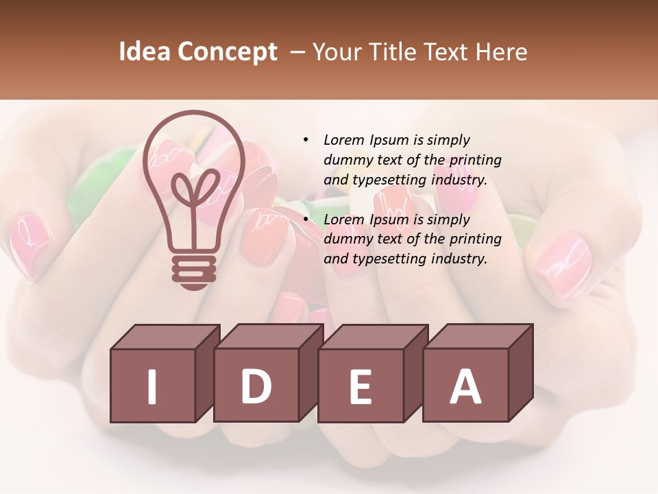 A Woman's Hands With Colorful Nail Polish PowerPoint Template