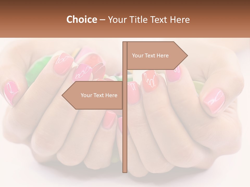 A Woman's Hands With Colorful Nail Polish PowerPoint Template