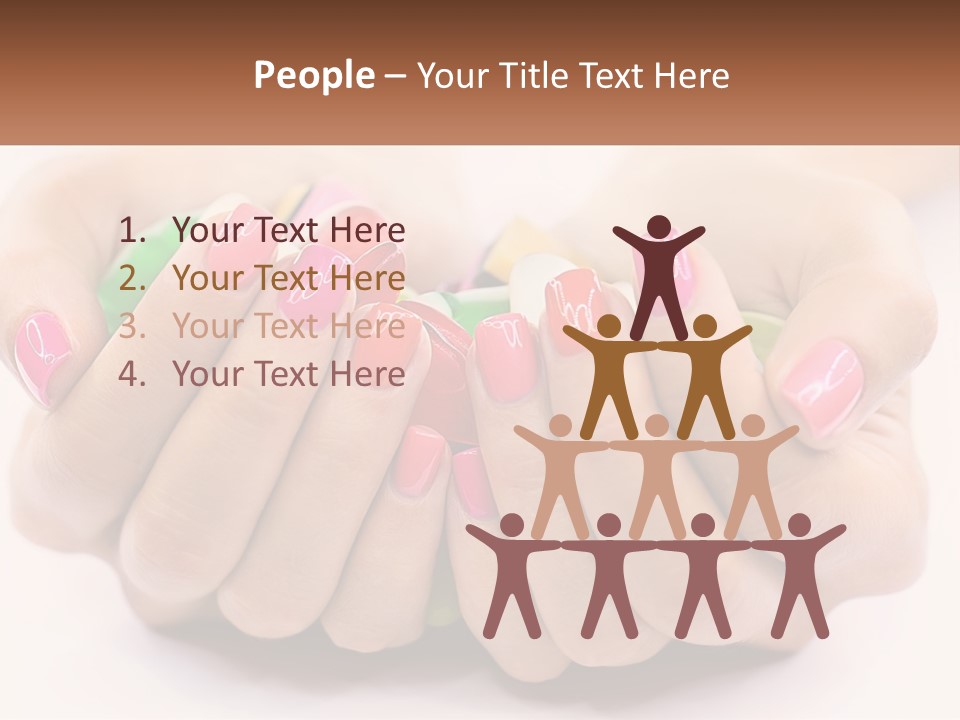 A Woman's Hands With Colorful Nail Polish PowerPoint Template