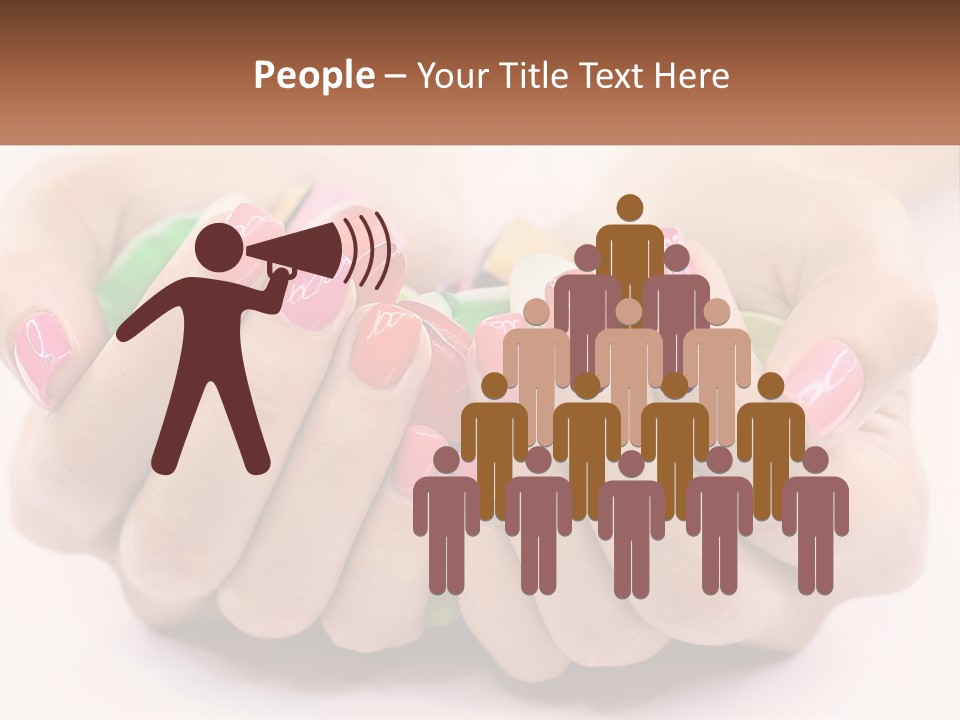 A Woman's Hands With Colorful Nail Polish PowerPoint Template