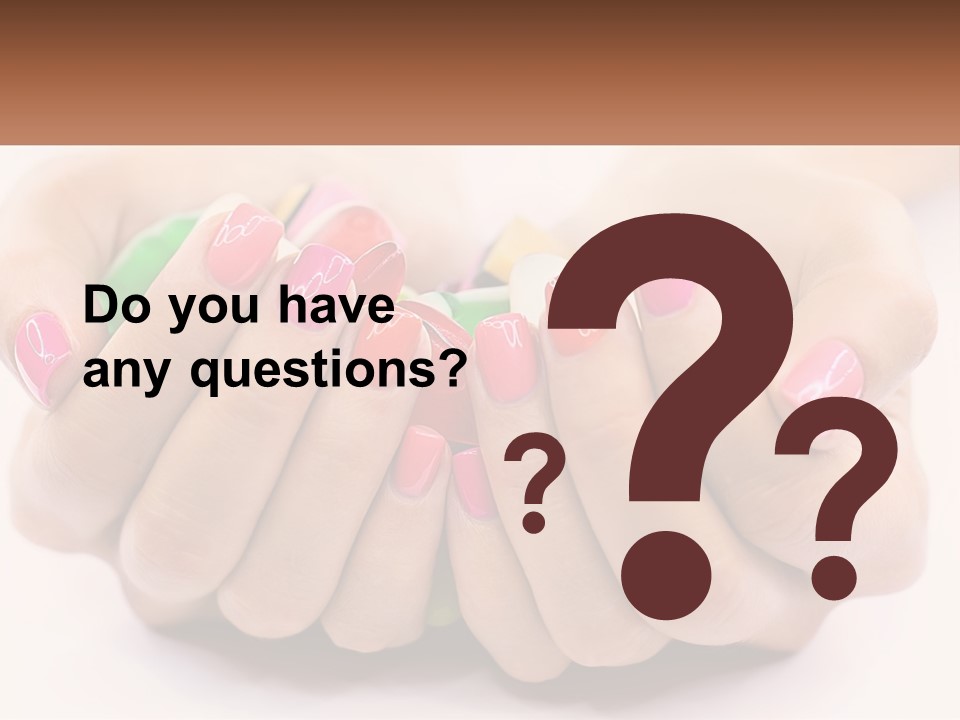 A Woman's Hands With Colorful Nail Polish PowerPoint Template