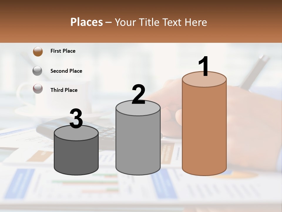 A Person Writing On A Piece Of Paper With A Calculator PowerPoint Template