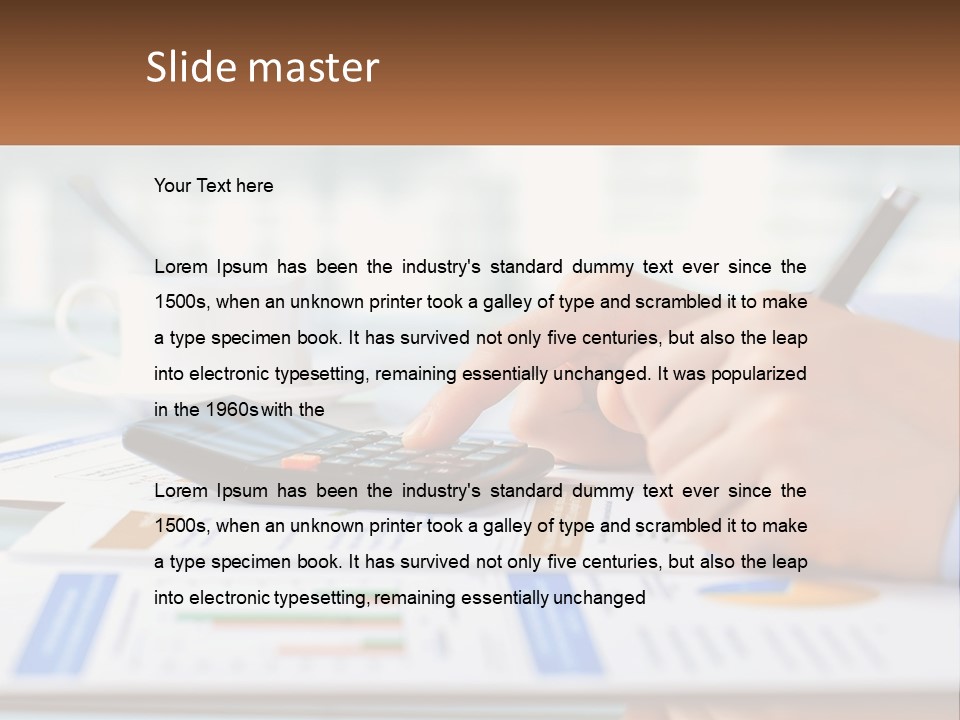 A Person Writing On A Piece Of Paper With A Calculator PowerPoint Template