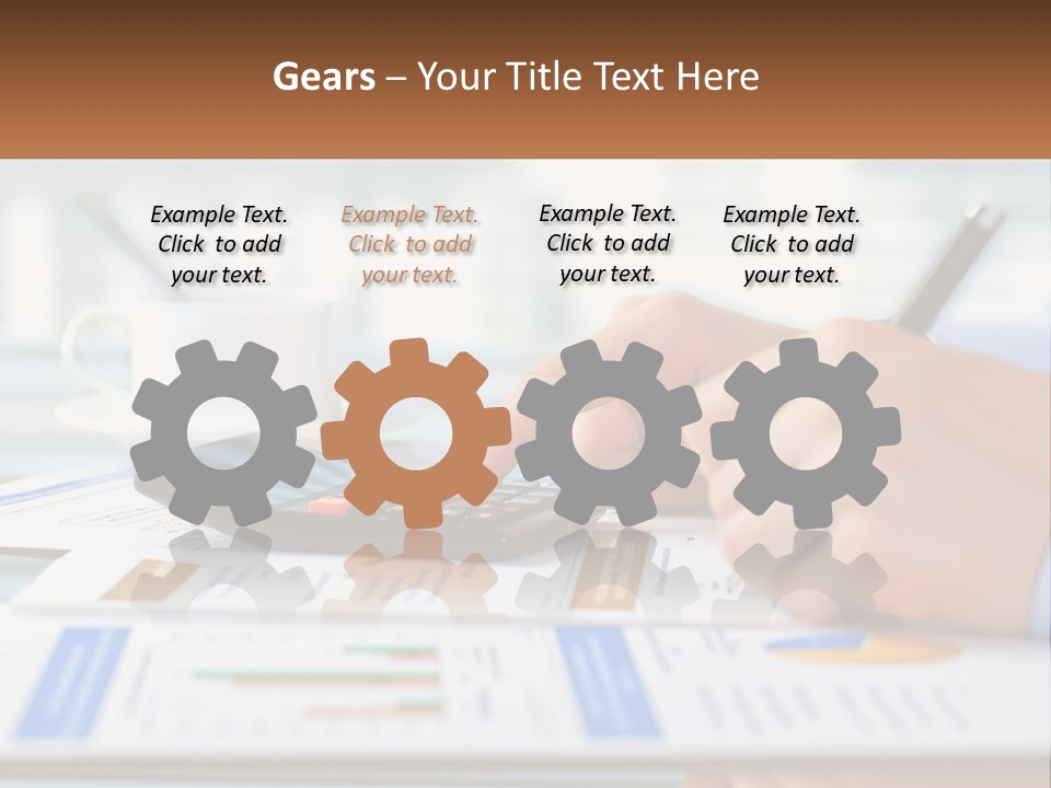 A Person Writing On A Piece Of Paper With A Calculator PowerPoint Template