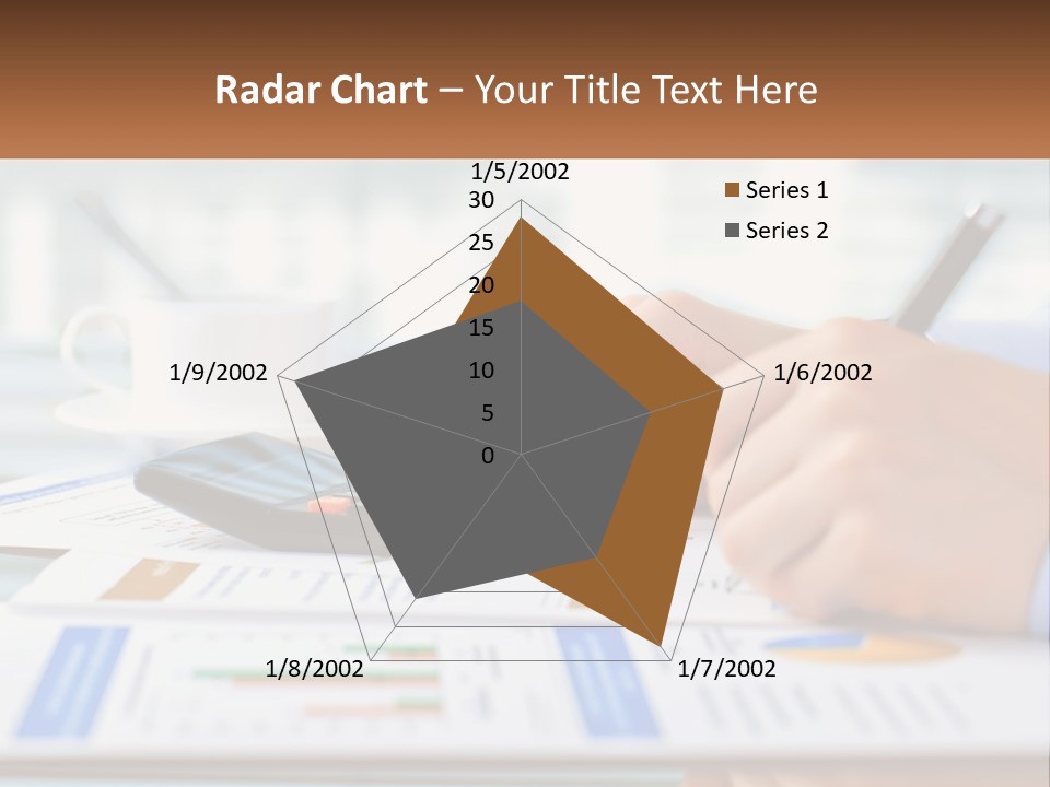A Person Writing On A Piece Of Paper With A Calculator PowerPoint Template