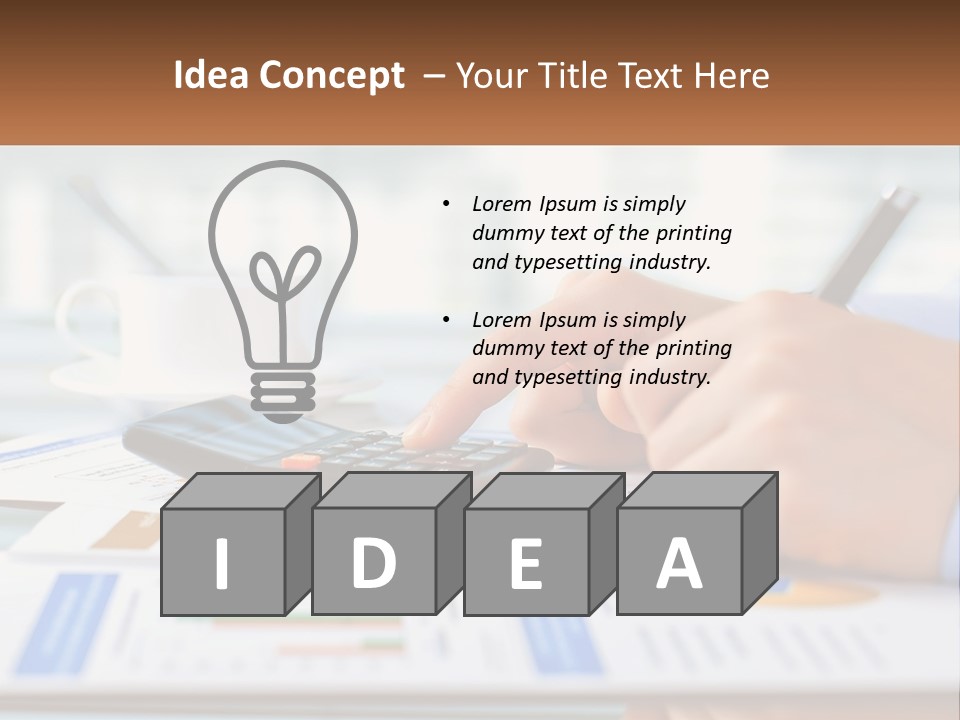 A Person Writing On A Piece Of Paper With A Calculator PowerPoint Template
