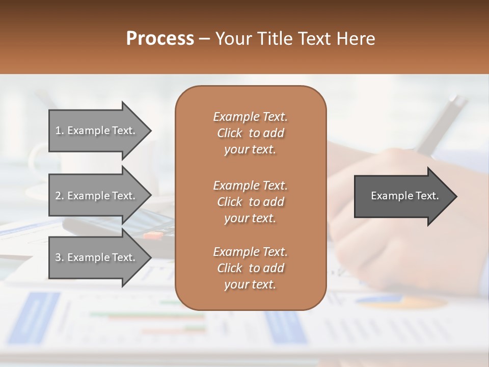 A Person Writing On A Piece Of Paper With A Calculator PowerPoint Template