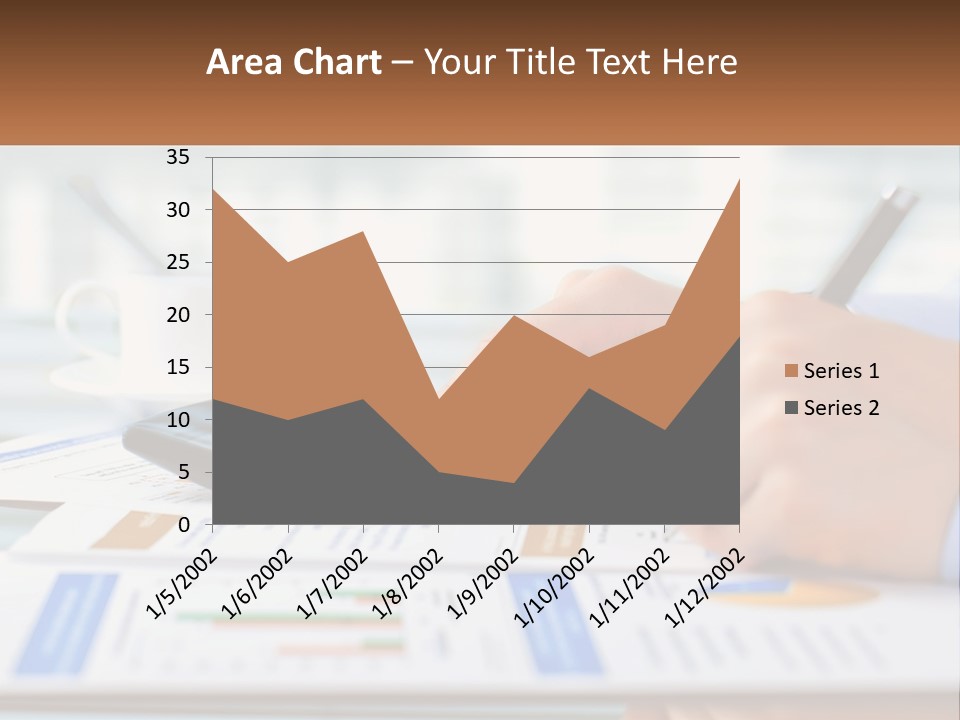 A Person Writing On A Piece Of Paper With A Calculator PowerPoint Template