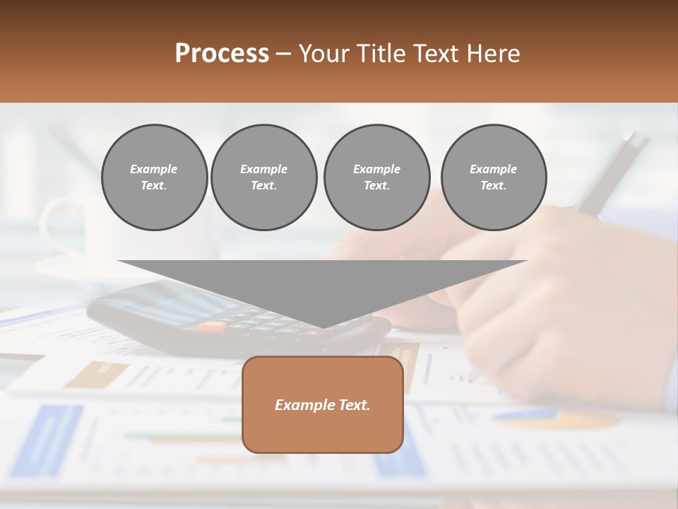 A Person Writing On A Piece Of Paper With A Calculator PowerPoint Template