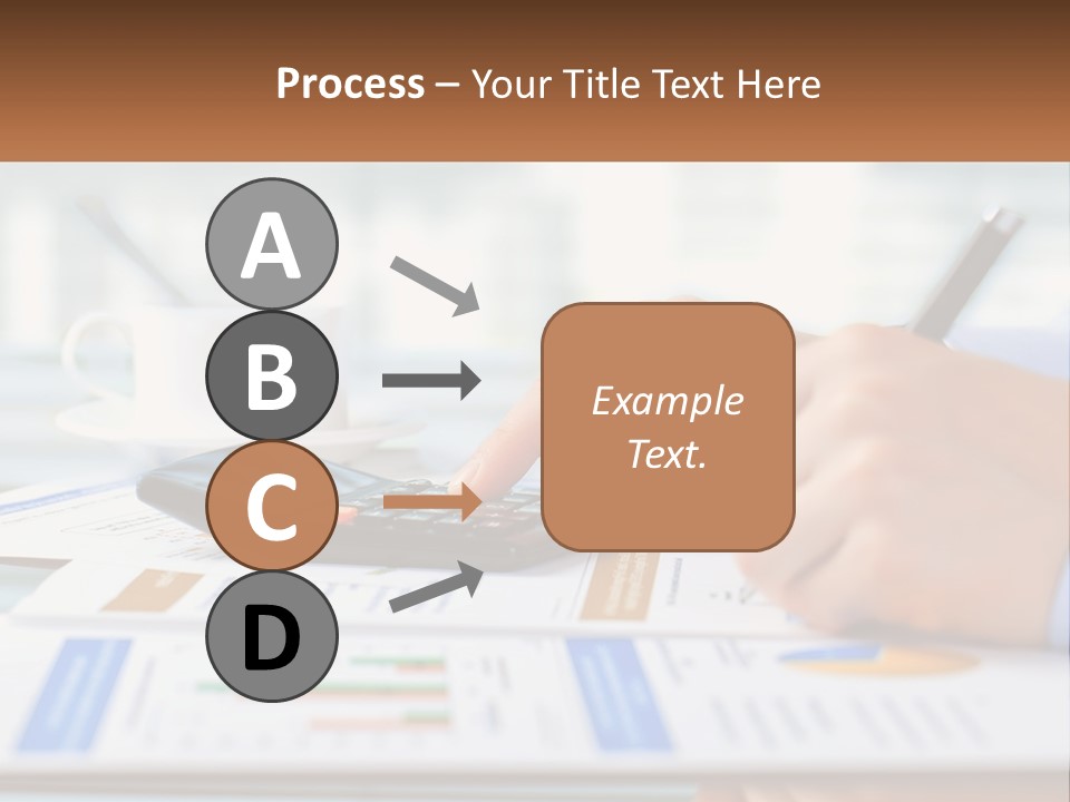 A Person Writing On A Piece Of Paper With A Calculator PowerPoint Template