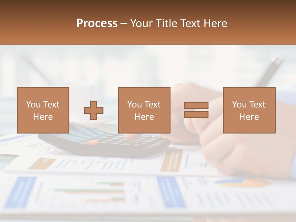 A Person Writing On A Piece Of Paper With A Calculator PowerPoint Template