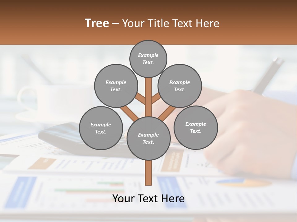 A Person Writing On A Piece Of Paper With A Calculator PowerPoint Template