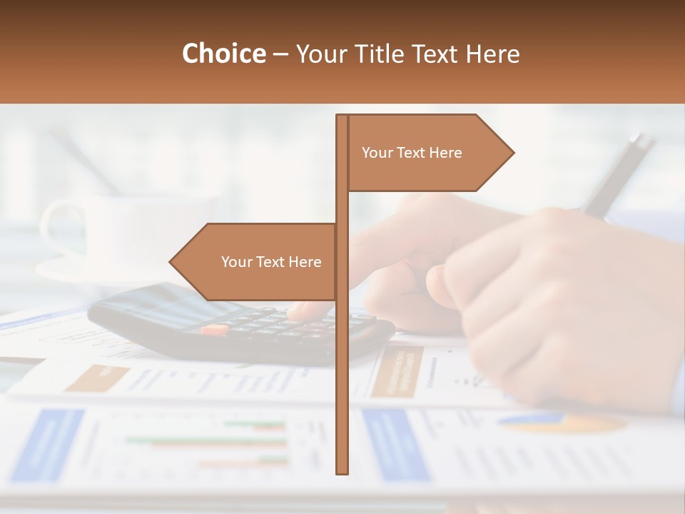A Person Writing On A Piece Of Paper With A Calculator PowerPoint Template