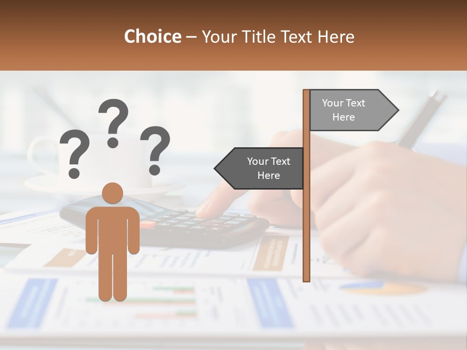 A Person Writing On A Piece Of Paper With A Calculator PowerPoint Template
