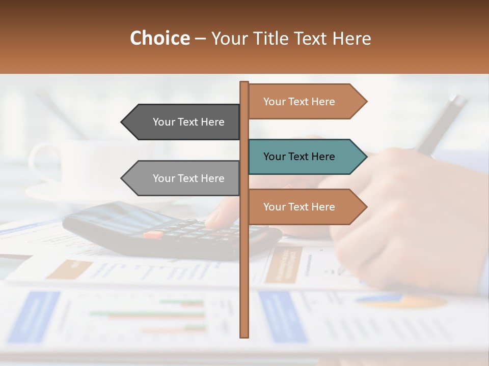 A Person Writing On A Piece Of Paper With A Calculator PowerPoint Template