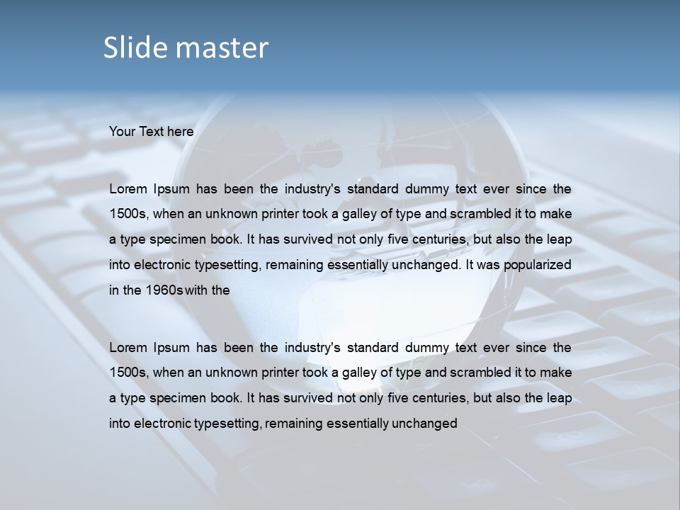 A Globe On Top Of A Computer Keyboard PowerPoint Template