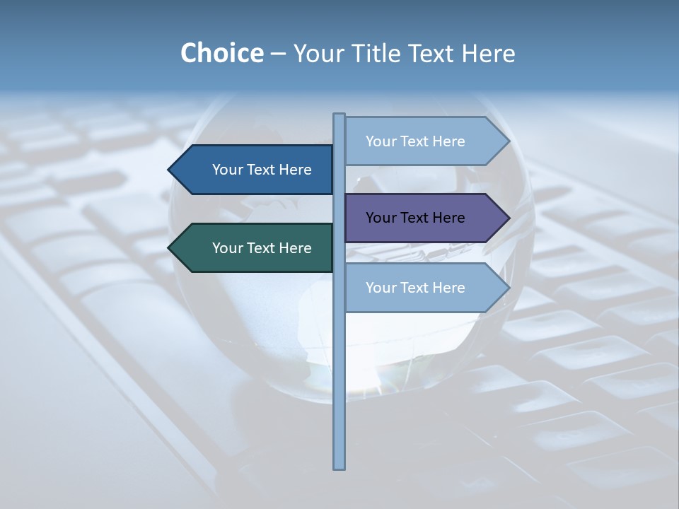 A Globe On Top Of A Computer Keyboard PowerPoint Template