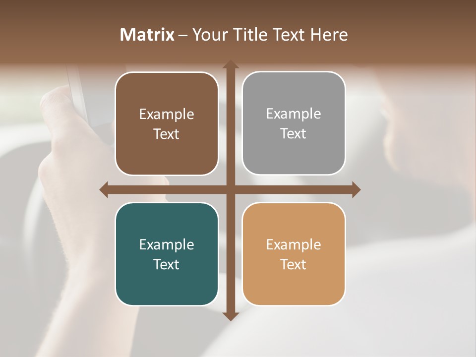 A Man Holding A Cell Phone While Driving A Car PowerPoint Template