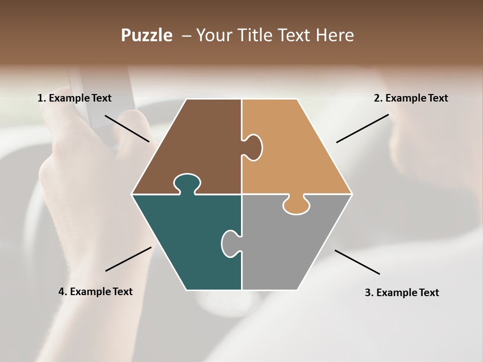 A Man Holding A Cell Phone While Driving A Car PowerPoint Template