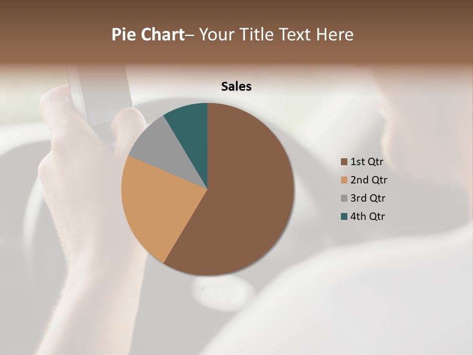 A Man Holding A Cell Phone While Driving A Car PowerPoint Template
