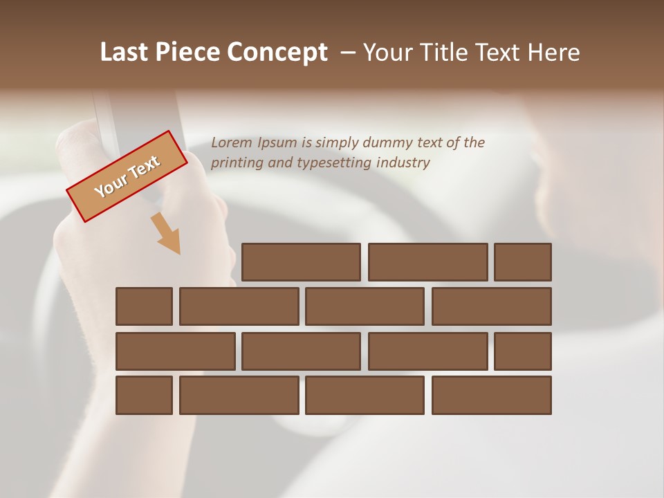 A Man Holding A Cell Phone While Driving A Car PowerPoint Template