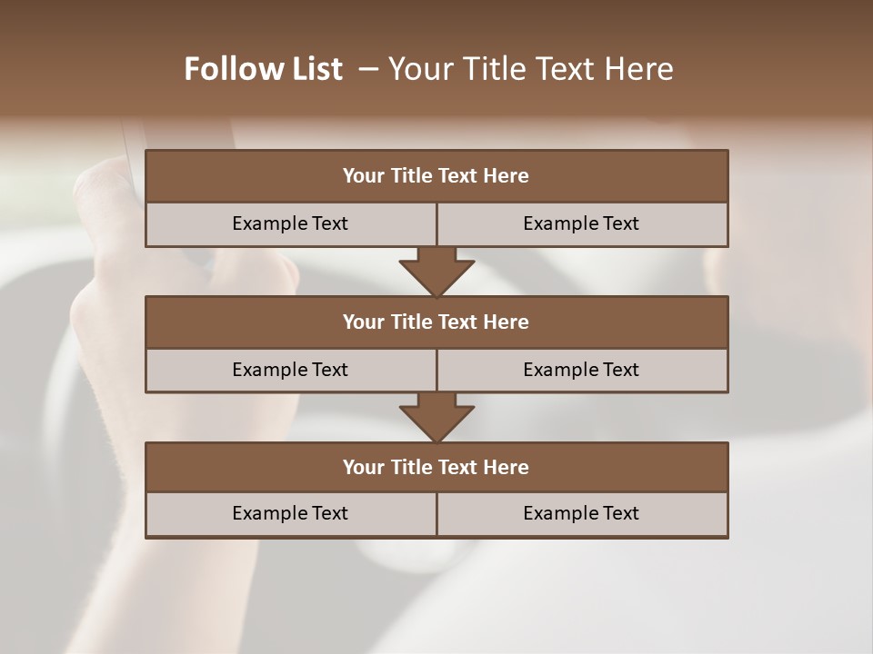 A Man Holding A Cell Phone While Driving A Car PowerPoint Template