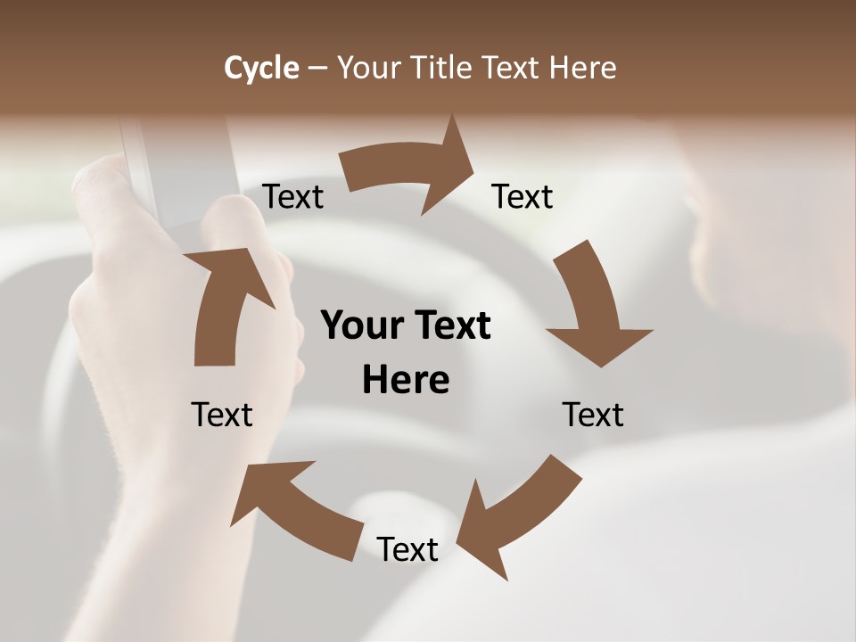 A Man Holding A Cell Phone While Driving A Car PowerPoint Template