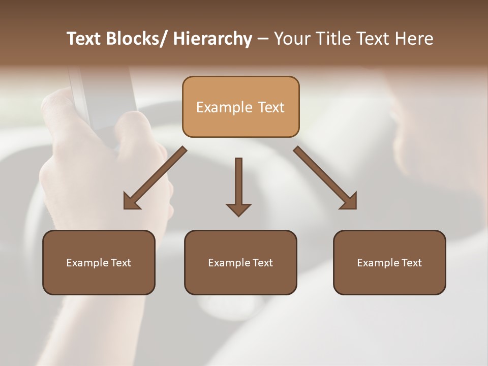 A Man Holding A Cell Phone While Driving A Car PowerPoint Template