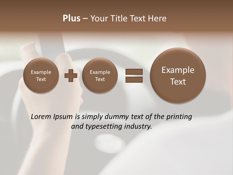 A Man Holding A Cell Phone While Driving A Car PowerPoint Template
